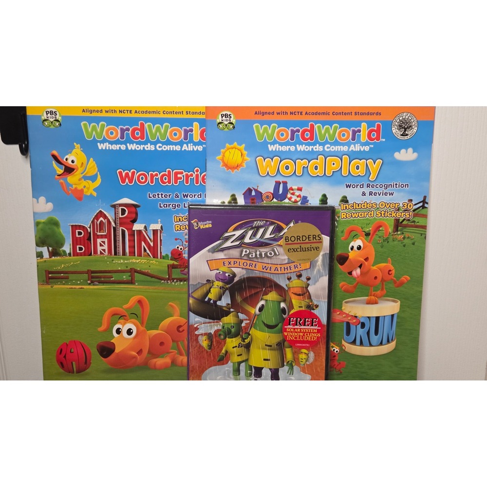 PBS Kids WordWorld Activity Books & Zula Patrol Explore Weather DVD Bundle New